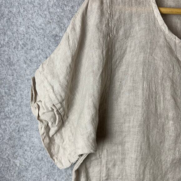 Francesca Bettini Linen Top Womens Sz Medium Made In Italy Beige Lagenlook Tunic - Picture 7 of 9